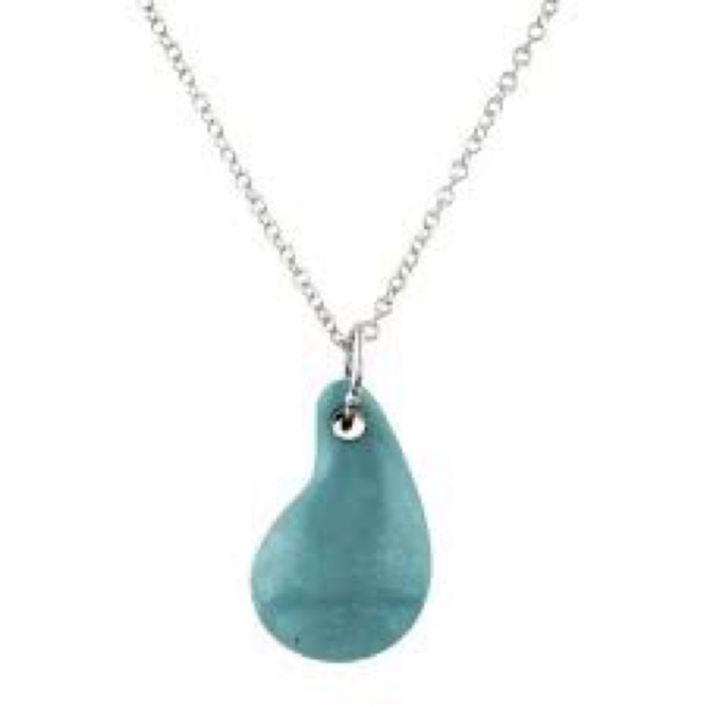 Tiffany & Co. Elsa Peretti Turquoise Teardrop Sterling Silver Necklace 16” - Picture 10 of 11